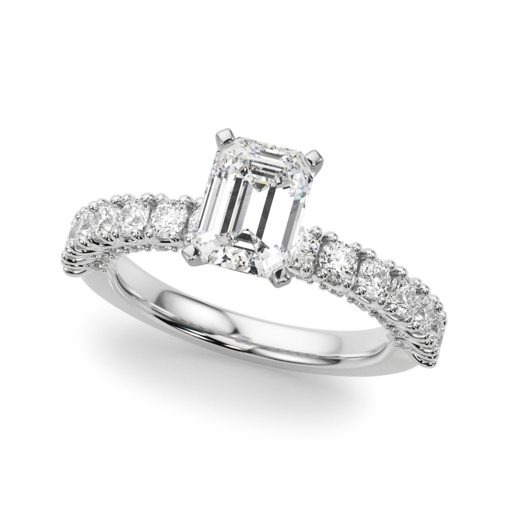Cherished Sidestone Round Diamond Engagement Ring — 9K/18K Gold & Platinum
