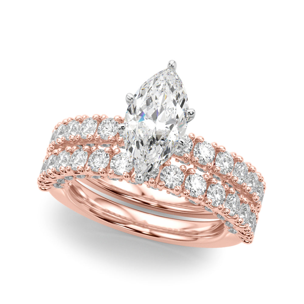 Cherished Sidestone Round Diamond Engagement Ring — 9K/18K Gold & Platinum