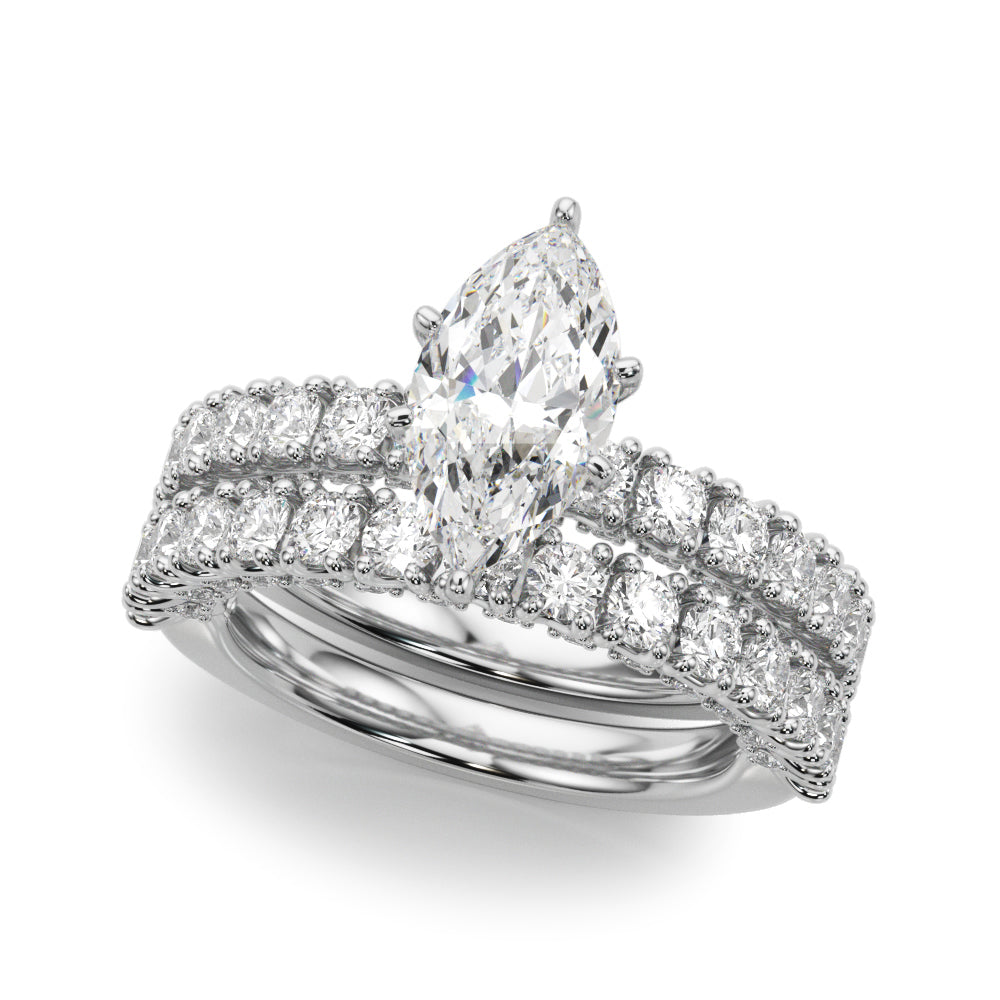 Cherished Sidestone Round Diamond Engagement Ring — 9K/18K Gold & Platinum