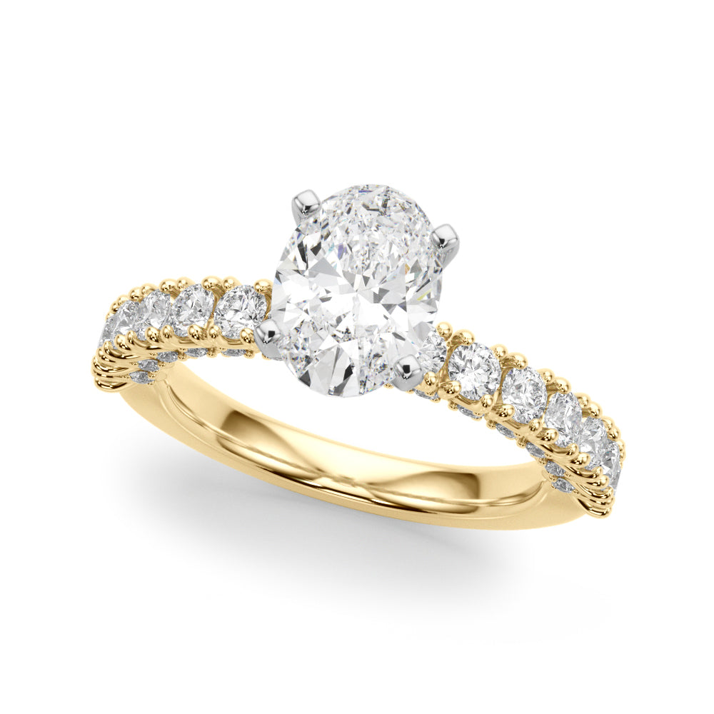 Cherished Sidestone Round Diamond Engagement Ring — 9K/18K Gold & Platinum