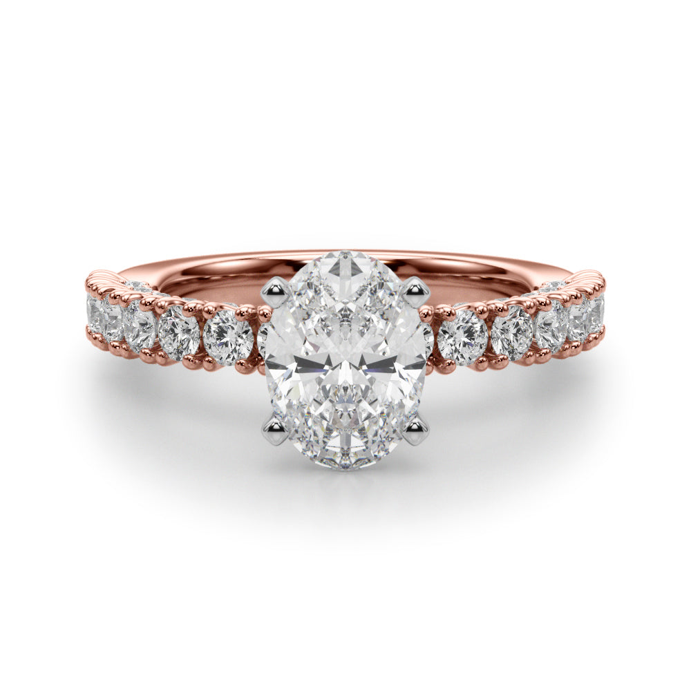 Cherished Sidestone Round Diamond Engagement Ring — 9K/18K Gold & Platinum