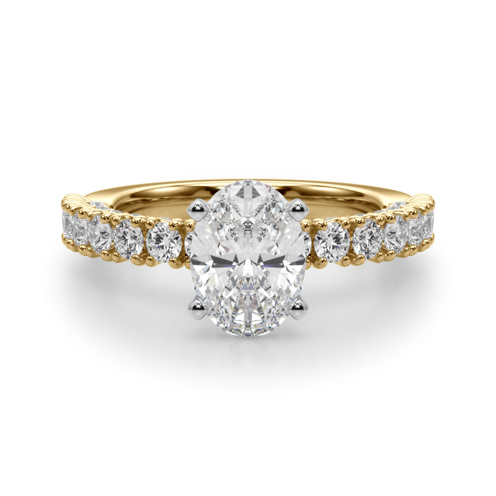 Cherished Sidestone Round Diamond Engagement Ring — 9K/18K Gold & Platinum