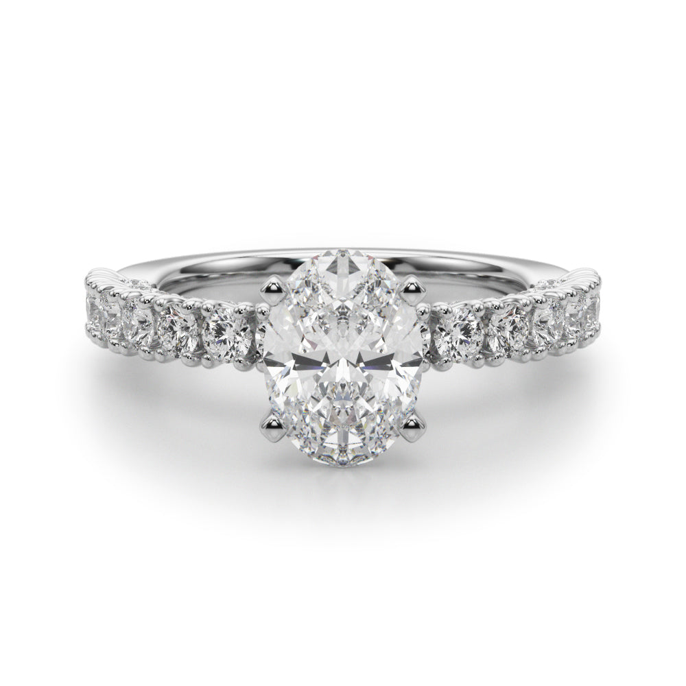 Cherished Sidestone Round Diamond Engagement Ring — 9K/18K Gold & Platinum