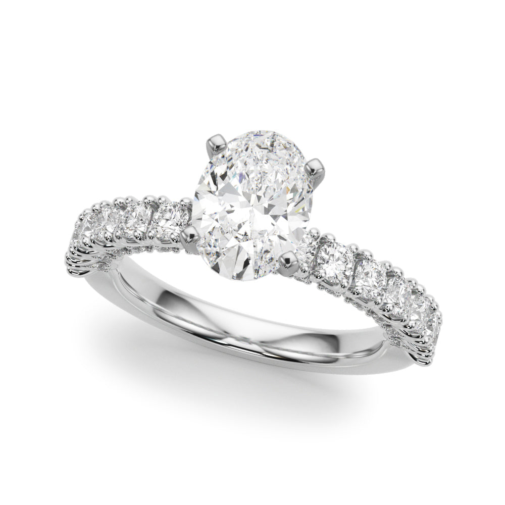 Cherished Sidestone Round Diamond Engagement Ring — 9K/18K Gold & Platinum