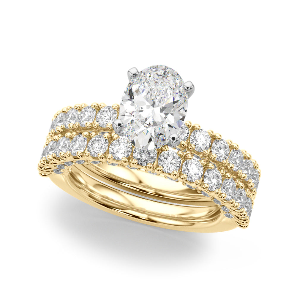 Cherished Sidestone Round Diamond Engagement Ring — 9K/18K Gold & Platinum