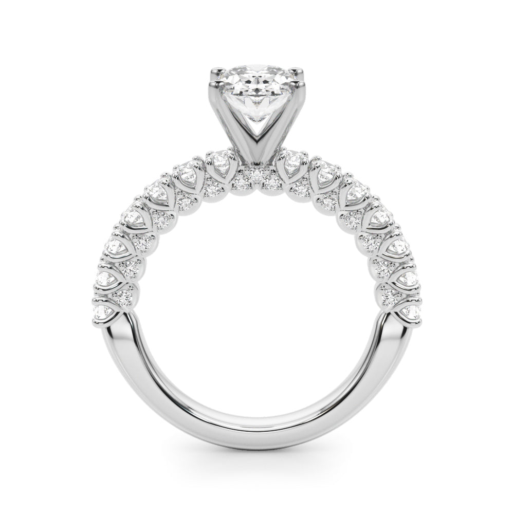 Cherished Sidestone Round Diamond Engagement Ring — 9K/18K Gold & Platinum