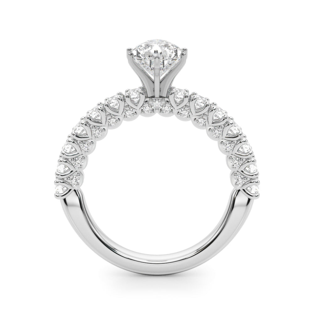 Cherished Sidestone Round Diamond Engagement Ring — 9K/18K Gold & Platinum