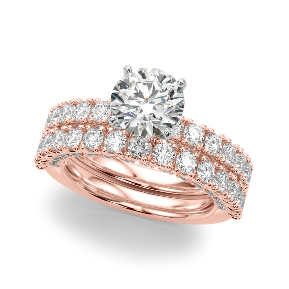 Cherished Sidestone Round Diamond Engagement Ring — 9K/18K Gold & Platinum