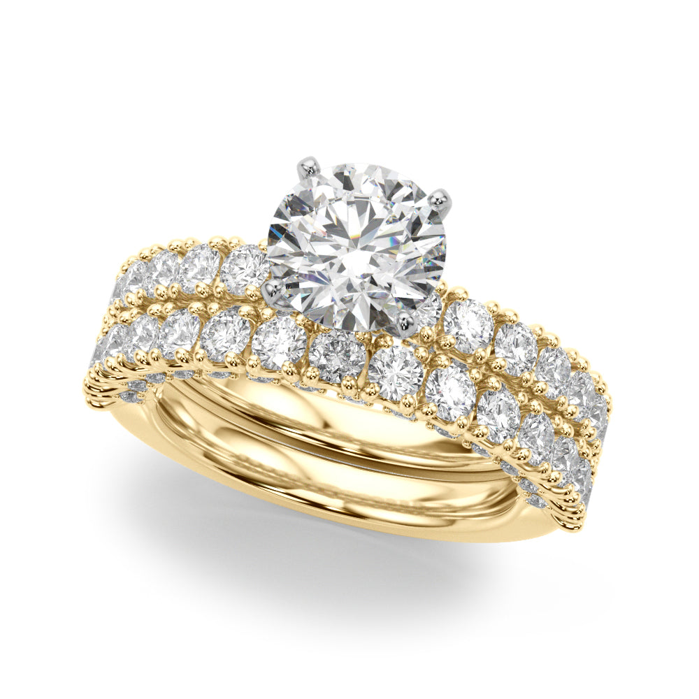 Cherished Sidestone Round Diamond Engagement Ring — 9K/18K Gold & Platinum