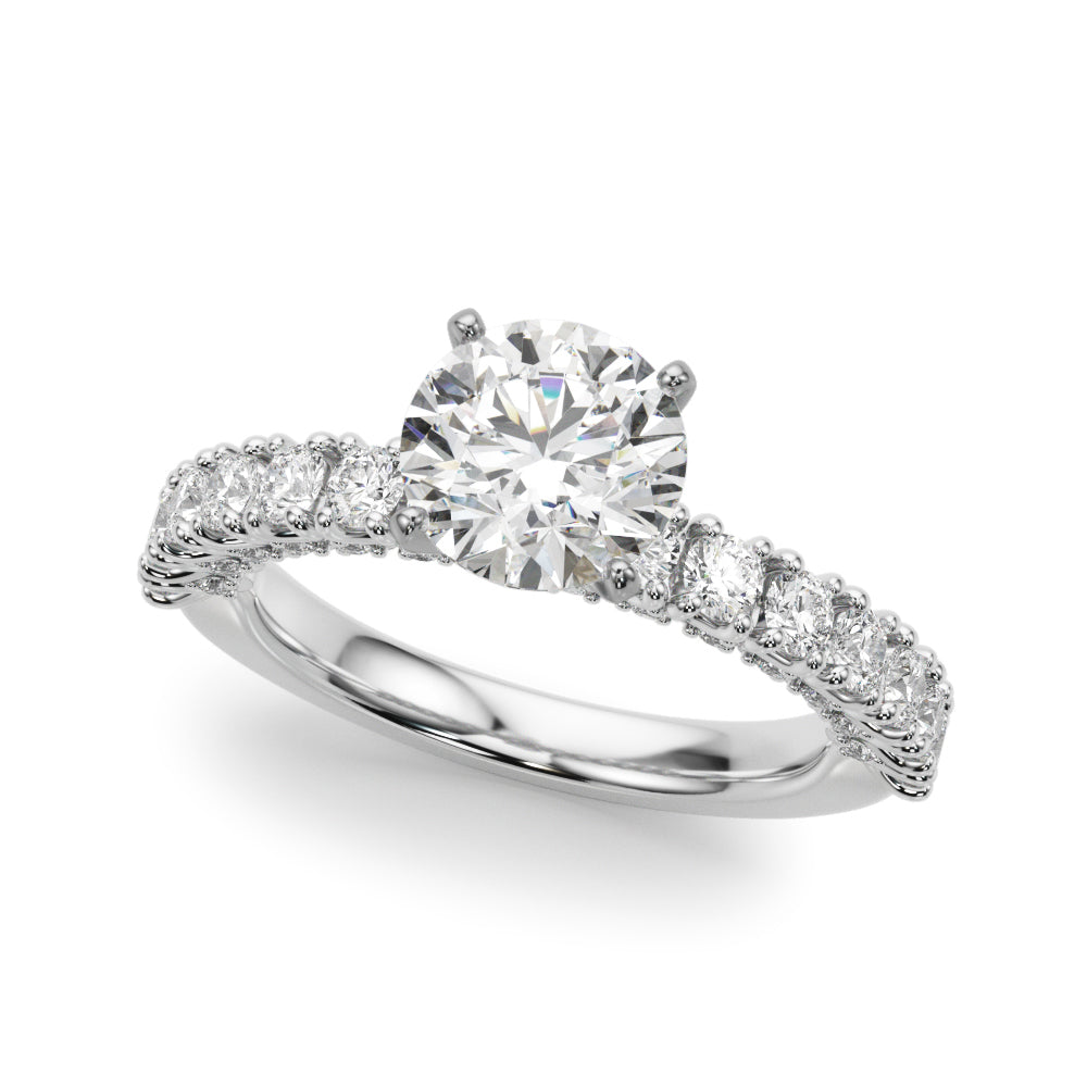 Cherished Sidestone Round Diamond Engagement Ring — 9K/18K Gold & Platinum