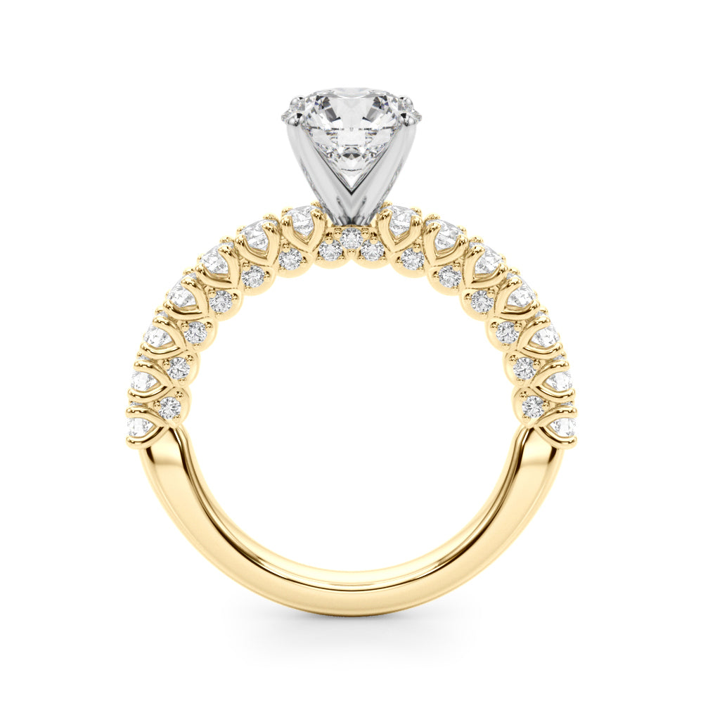 Cherished Sidestone Round Diamond Engagement Ring — 9K/18K Gold & Platinum