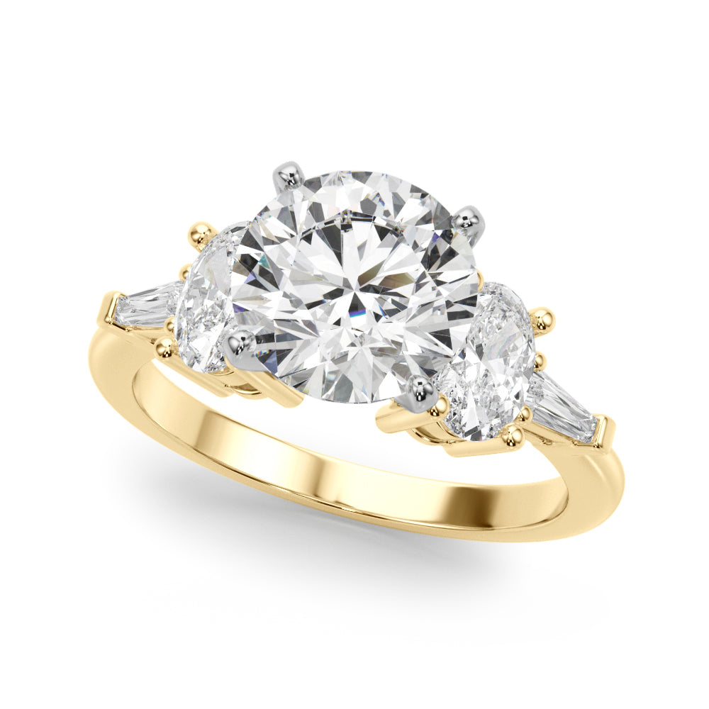 Iconic Tapered Baguette Sides Oval Diamond Engagement Ring — 9K/18K Gold & Platinum