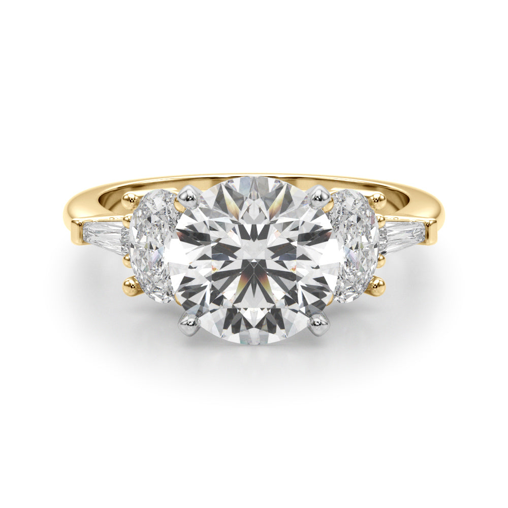 Iconic Tapered Baguette Sides Oval Diamond Engagement Ring — 9K/18K Gold & Platinum