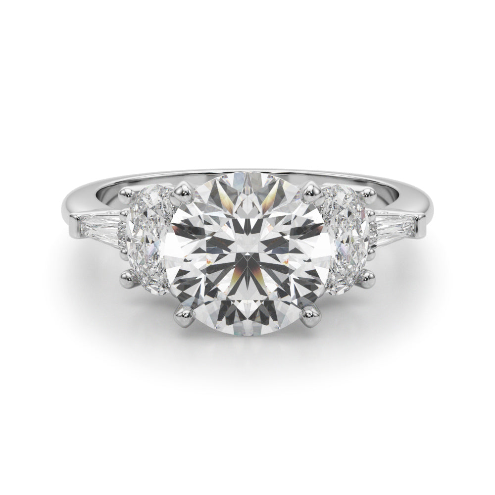 Iconic Tapered Baguette Sides Oval Diamond Engagement Ring — 9K/18K Gold & Platinum