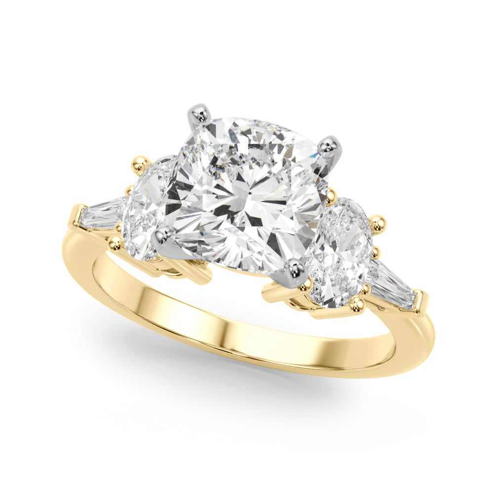 Iconic Tapered Baguette Sides Oval Diamond Engagement Ring — 9K/18K Gold & Platinum