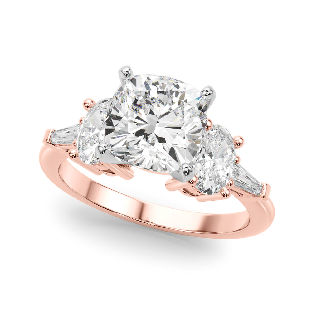 Iconic Tapered Baguette Sides Oval Diamond Engagement Ring — 9K/18K Gold & Platinum