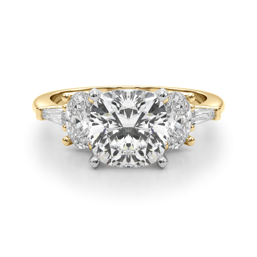 Iconic Tapered Baguette Sides Oval Diamond Engagement Ring — 9K/18K Gold & Platinum
