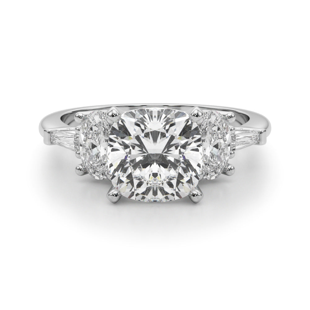 Iconic Tapered Baguette Sides Oval Diamond Engagement Ring — 9K/18K Gold & Platinum