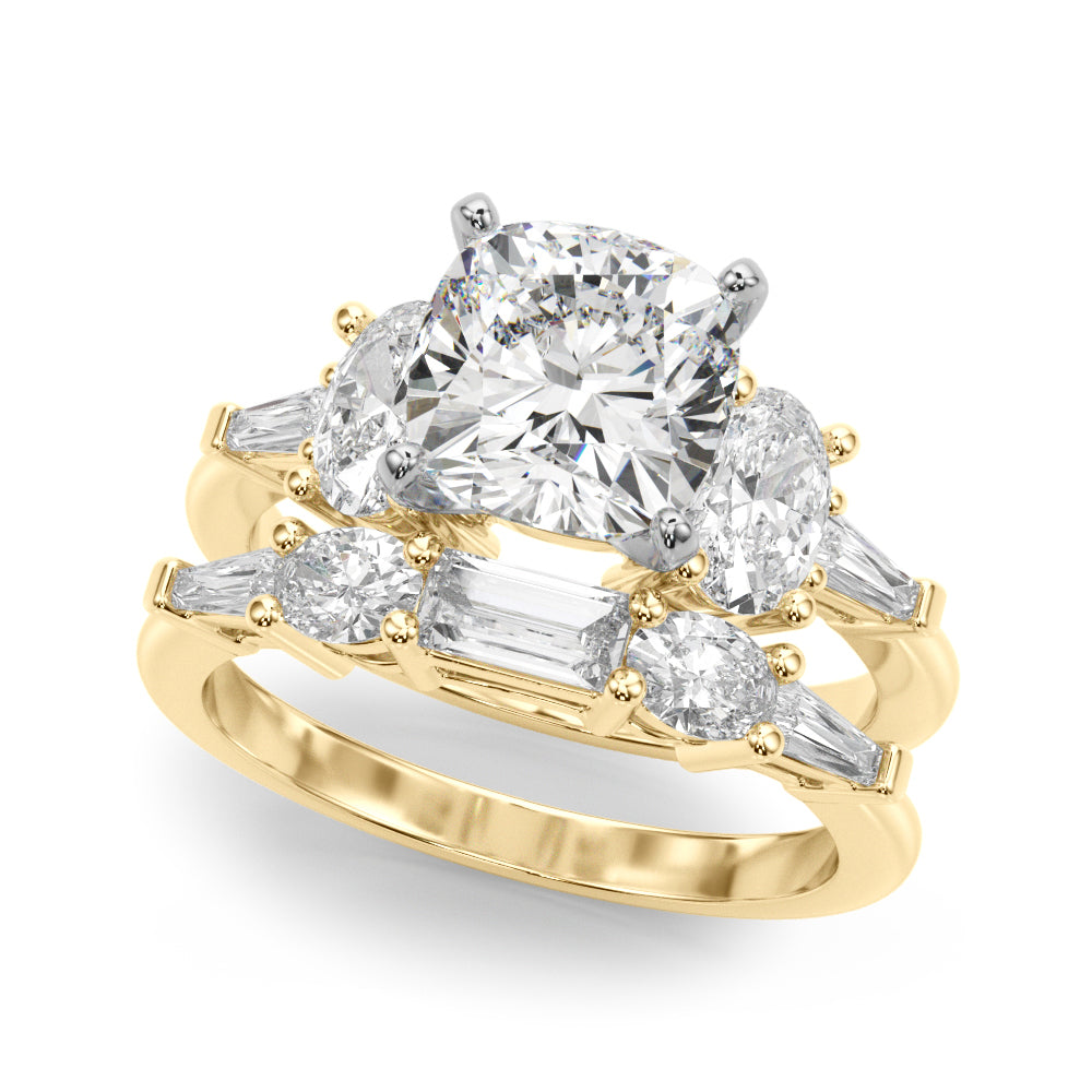 Iconic Tapered Baguette Sides Oval Diamond Engagement Ring — 9K/18K Gold & Platinum
