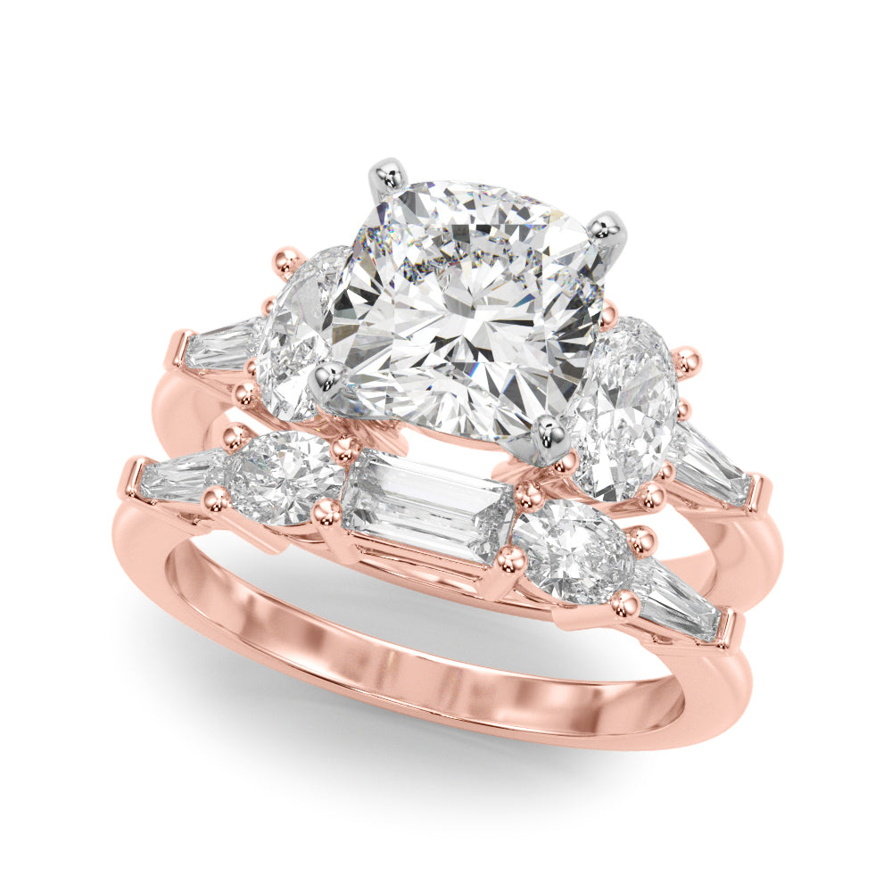 Iconic Tapered Baguette Sides Oval Diamond Engagement Ring — 9K/18K Gold & Platinum