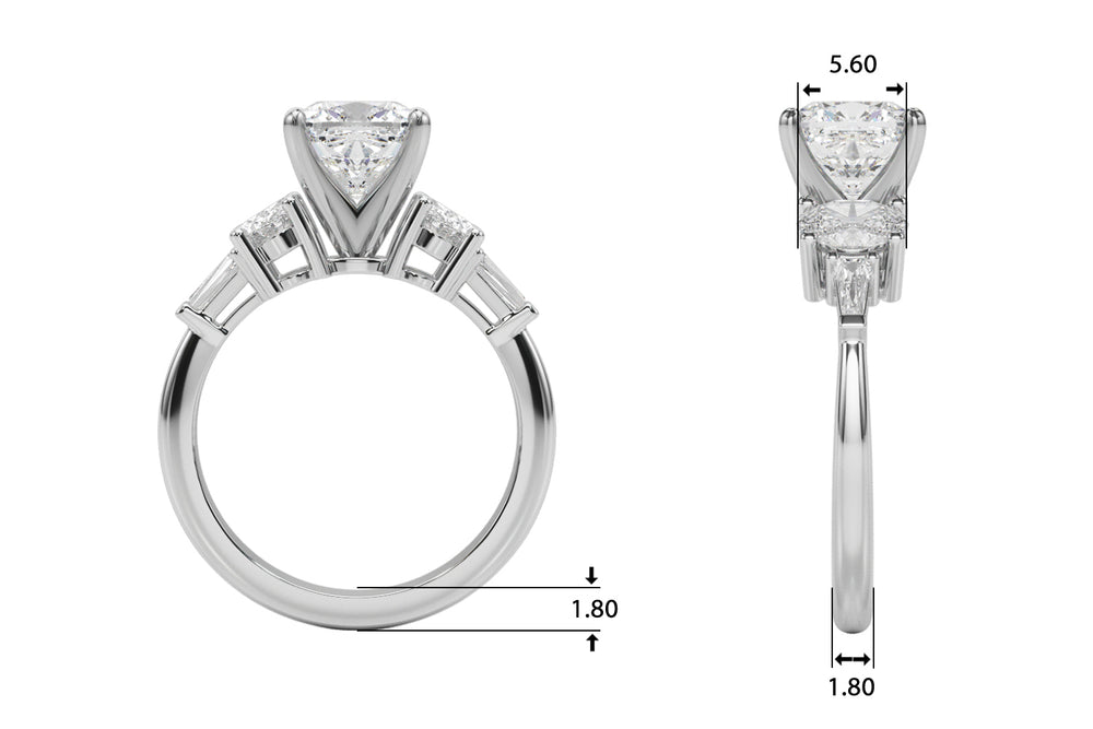 Iconic Tapered Baguette Sides Oval Diamond Engagement Ring — 9K/18K Gold & Platinum