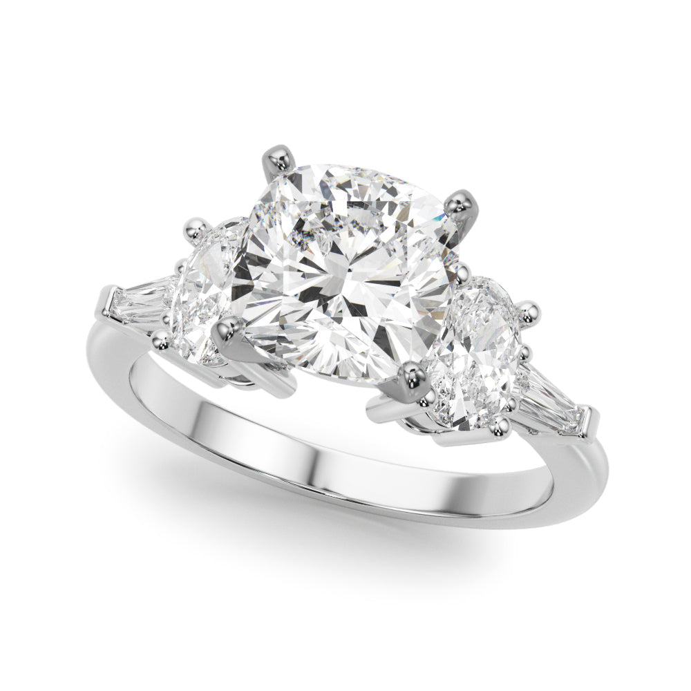 Iconic Tapered Baguette Sides Oval Diamond Engagement Ring — 9K/18K Gold & Platinum