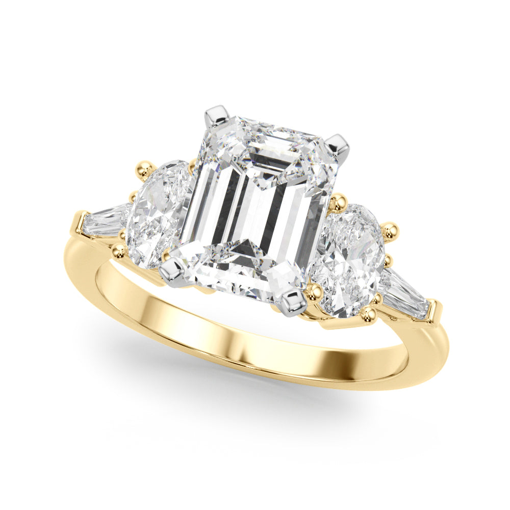 Iconic Tapered Baguette Sides Oval Diamond Engagement Ring — 9K/18K Gold & Platinum