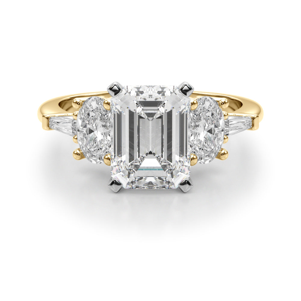 Iconic Tapered Baguette Sides Oval Diamond Engagement Ring — 9K/18K Gold & Platinum
