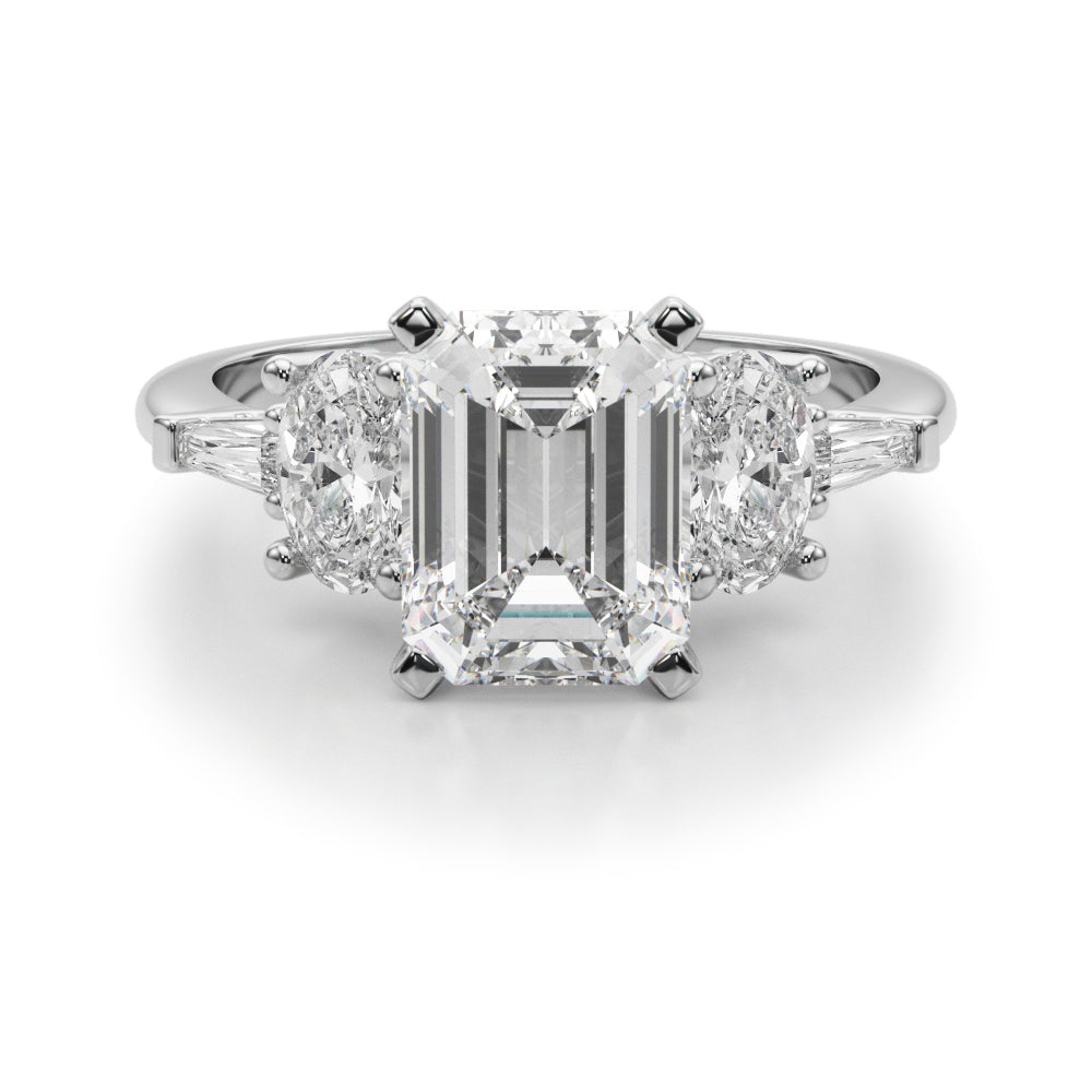 Iconic Tapered Baguette Sides Oval Diamond Engagement Ring — 9K/18K Gold & Platinum