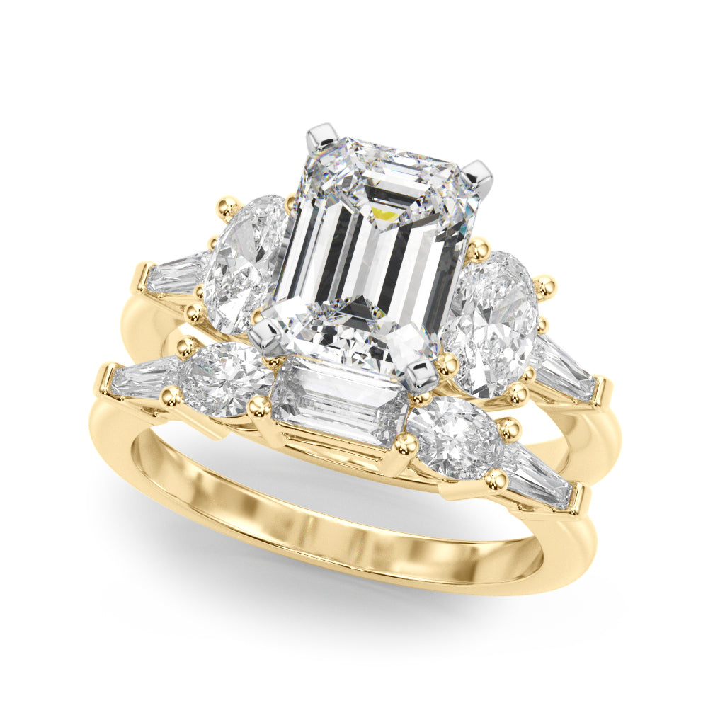Iconic Tapered Baguette Sides Oval Diamond Engagement Ring — 9K/18K Gold & Platinum