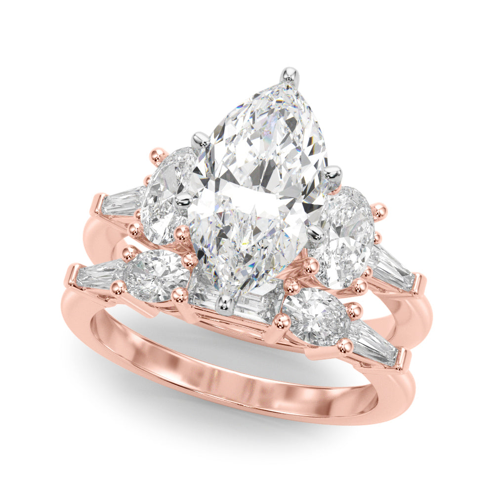 Iconic Tapered Baguette Sides Oval Diamond Engagement Ring — 9K/18K Gold & Platinum