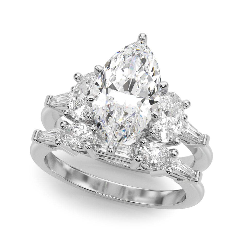 Iconic Tapered Baguette Sides Oval Diamond Engagement Ring — 9K/18K Gold & Platinum