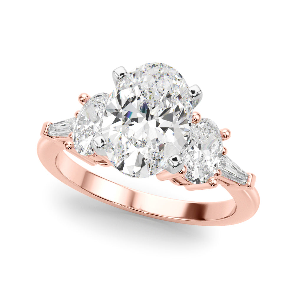 Iconic Tapered Baguette Sides Oval Diamond Engagement Ring — 9K/18K Gold & Platinum