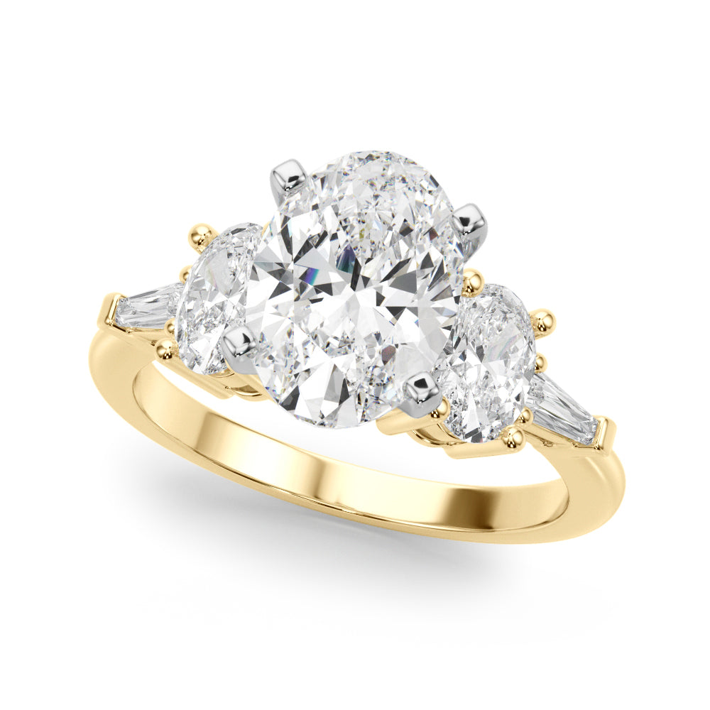 Iconic Tapered Baguette Sides Oval Diamond Engagement Ring — 9K/18K Gold & Platinum