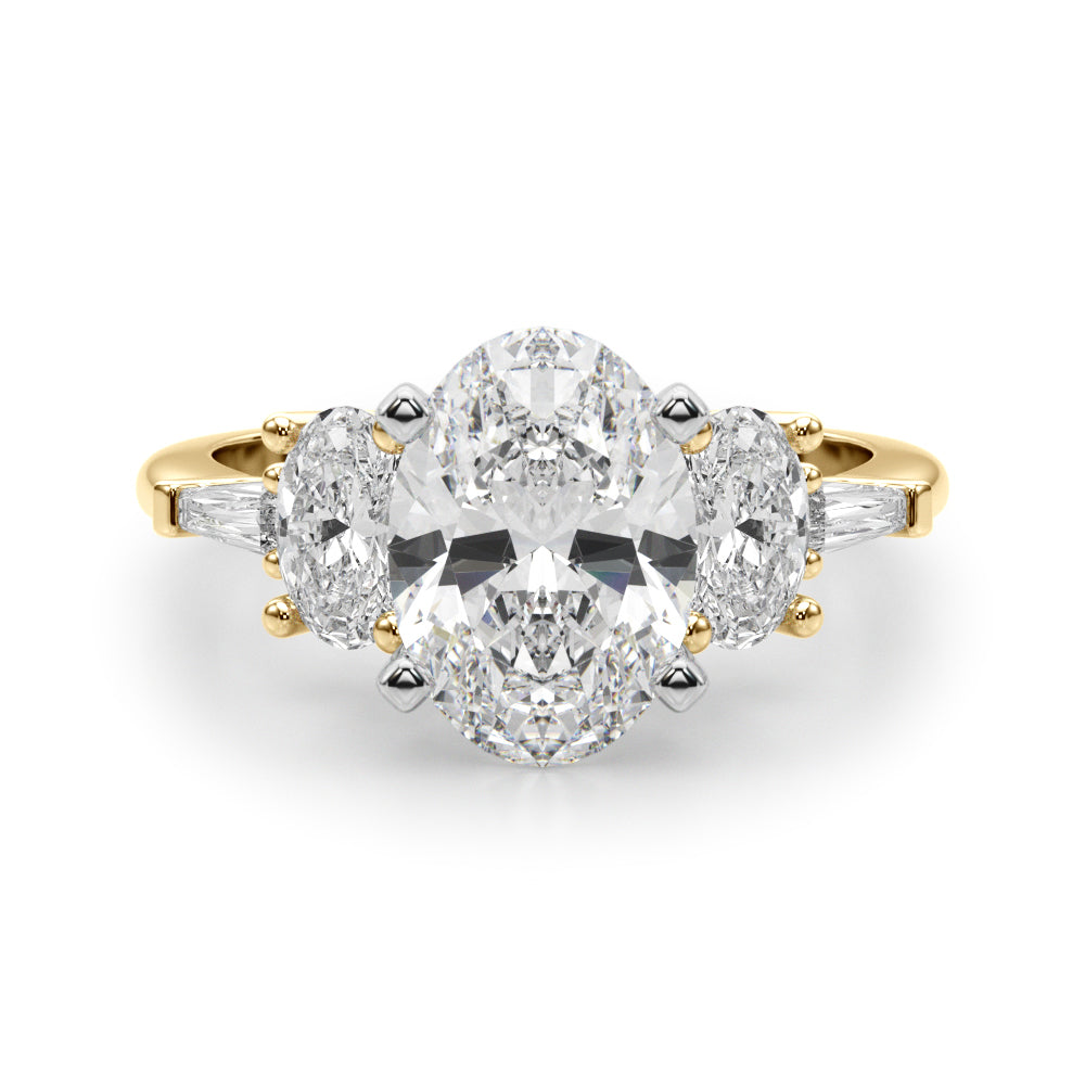 Iconic Tapered Baguette Sides Oval Diamond Engagement Ring — 9K/18K Gold & Platinum