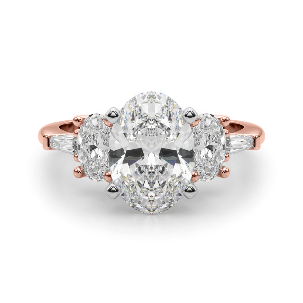 Iconic Tapered Baguette Sides Oval Diamond Engagement Ring — 9K/18K Gold & Platinum