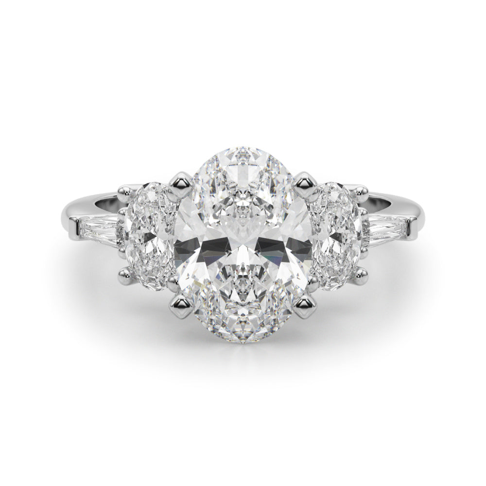 Iconic Tapered Baguette Sides Oval Diamond Engagement Ring — 9K/18K Gold & Platinum