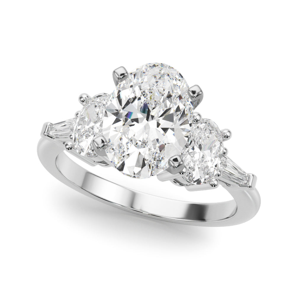 Iconic Tapered Baguette Sides Oval Diamond Engagement Ring — 9K/18K Gold & Platinum