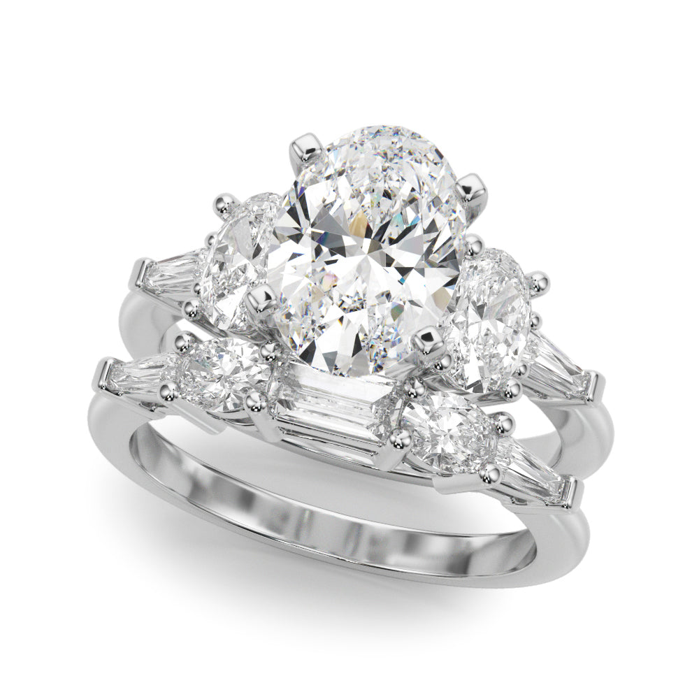 Iconic Tapered Baguette Sides Oval Diamond Engagement Ring — 9K/18K Gold & Platinum