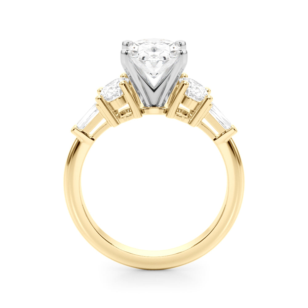 Iconic Tapered Baguette Sides Oval Diamond Engagement Ring — 9K/18K Gold & Platinum
