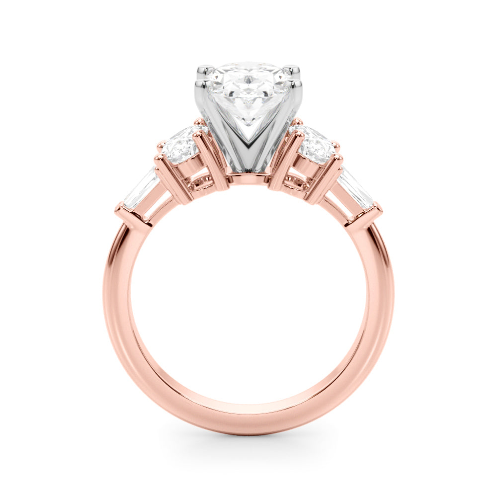 Iconic Tapered Baguette Sides Oval Diamond Engagement Ring — 9K/18K Gold & Platinum