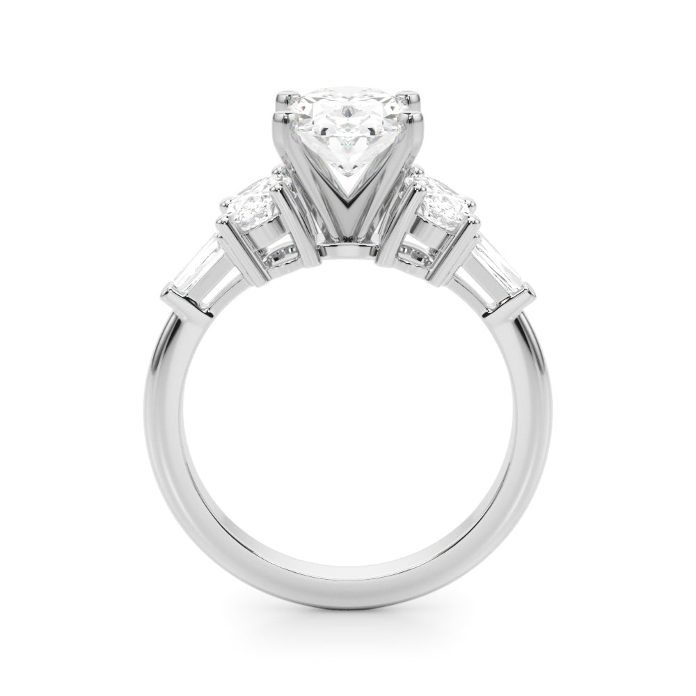 Iconic Tapered Baguette Sides Oval Diamond Engagement Ring — 9K/18K Gold & Platinum