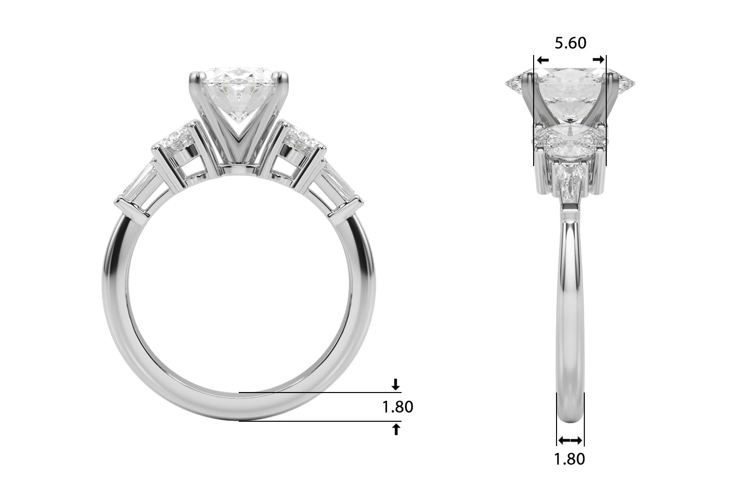 Iconic Tapered Baguette Sides Oval Diamond Engagement Ring — 9K/18K Gold & Platinum