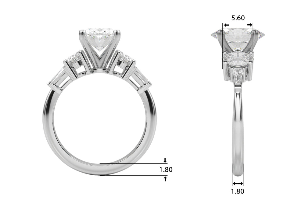 Iconic Tapered Baguette Sides Oval Diamond Engagement Ring — 9K/18K Gold & Platinum