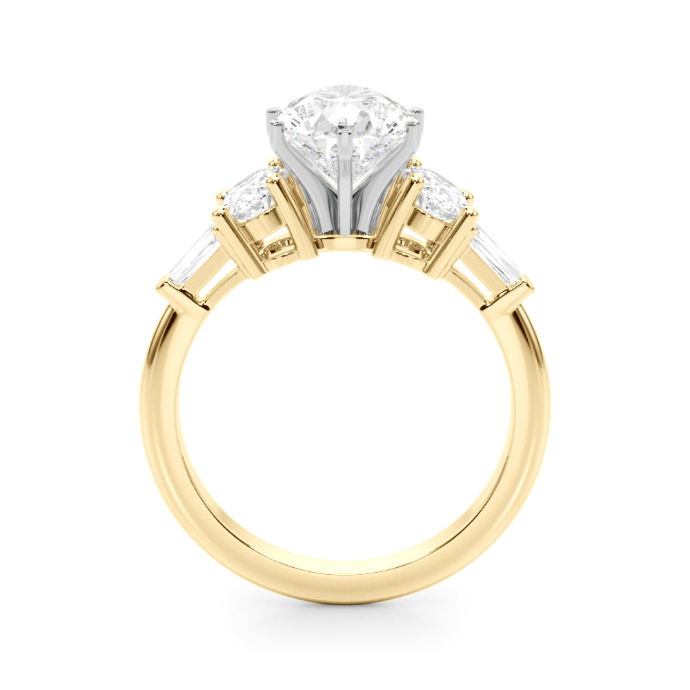 Iconic Tapered Baguette Sides Oval Diamond Engagement Ring — 9K/18K Gold & Platinum