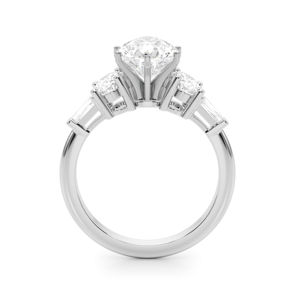 Iconic Tapered Baguette Sides Oval Diamond Engagement Ring — 9K/18K Gold & Platinum