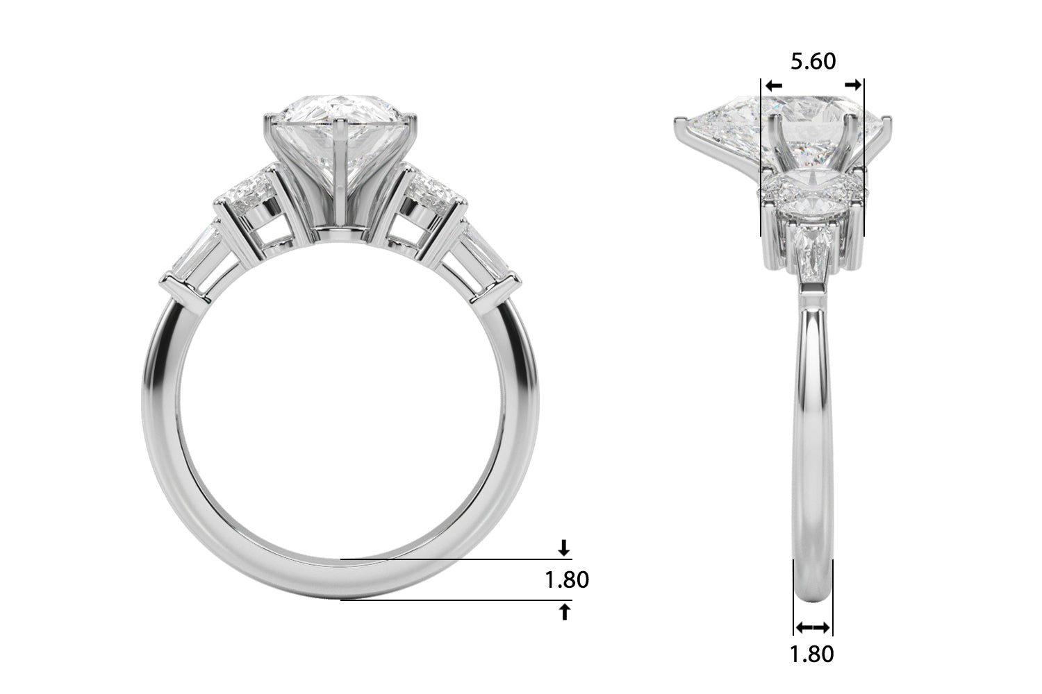 Iconic Tapered Baguette Sides Oval Diamond Engagement Ring — 9K/18K Gold & Platinum