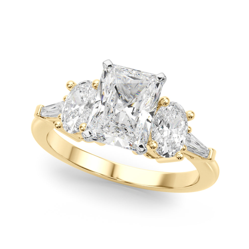 Iconic Tapered Baguette Sides Oval Diamond Engagement Ring — 9K/18K Gold & Platinum