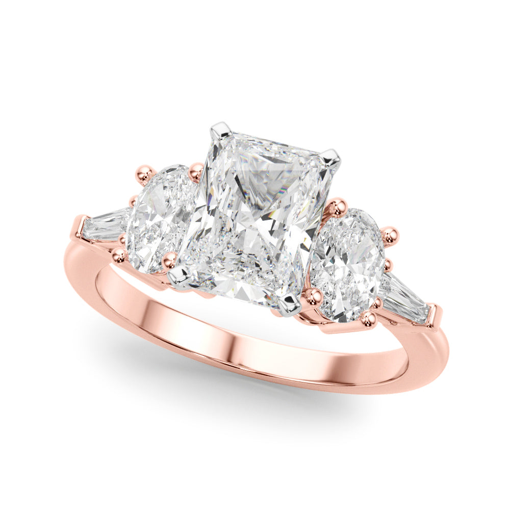 Iconic Tapered Baguette Sides Oval Diamond Engagement Ring — 9K/18K Gold & Platinum