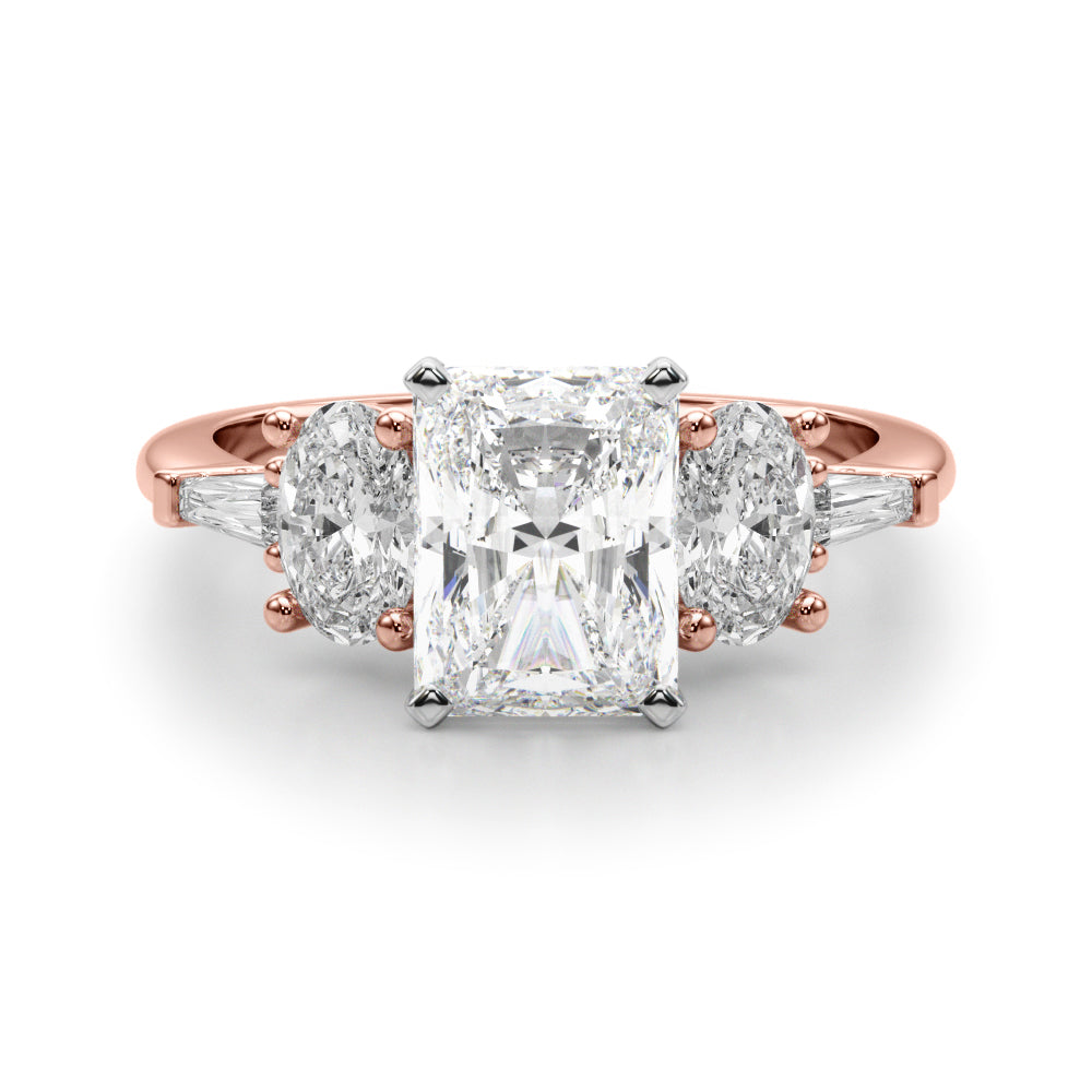 Iconic Tapered Baguette Sides Oval Diamond Engagement Ring — 9K/18K Gold & Platinum